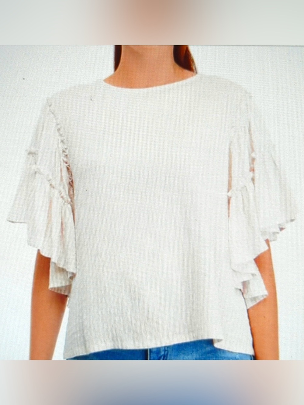 NWT Chelsea & Theodore blouse Tie back ruffled sleeves size XS oversized